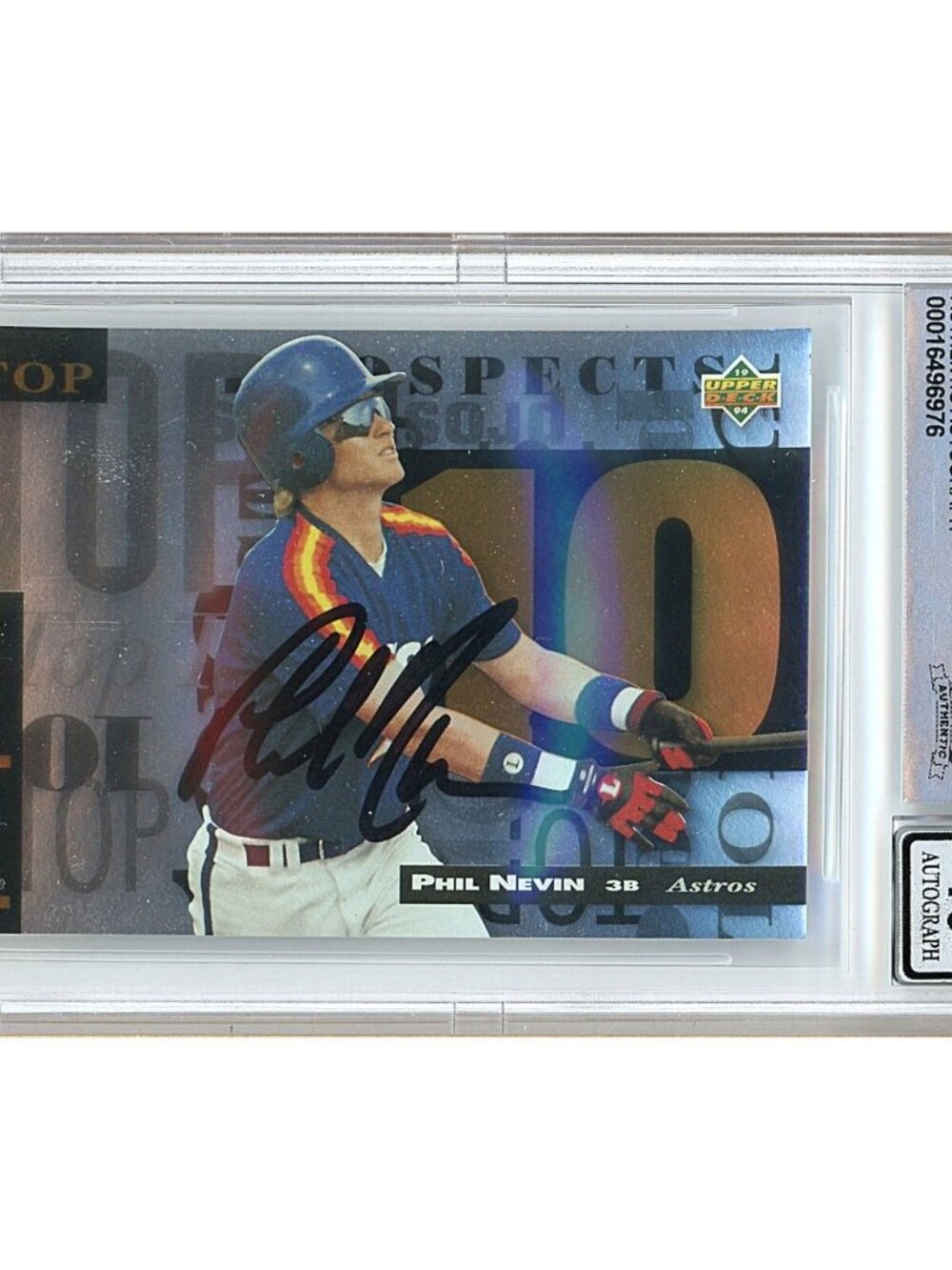 Phil Nevin Signed 1994 Upper Deck Minors Top 10 Prospects #6 BAS Slab Auto 10